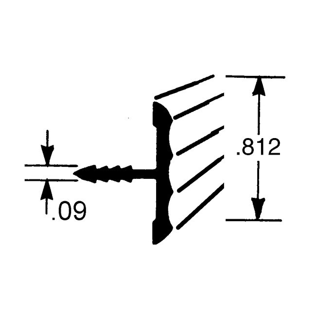 13/16in | Rigid Aluminum | Center Barb Rippled Tee Moulding