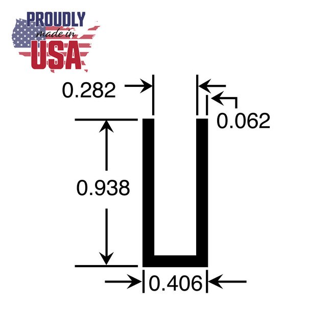 Extruded Aluminum U Channel 9/32in