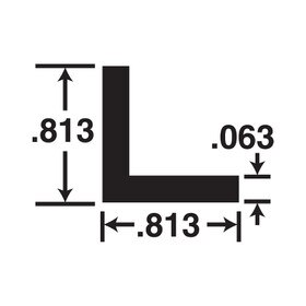 13/16in x 13/16in x 1/16 Thick | Aluminum Even Leg | 90° Angle Moulding