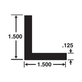 1-1/2in x 1-1/2in x 1/8in Thick | Aluminum Even Leg | 90° Angle Moulding