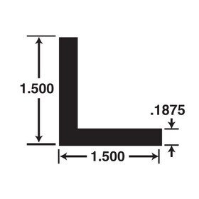 1-1/2in x 1-1/2in x 3/16in Thick | Aluminum Even Leg | 90° Angle Moulding