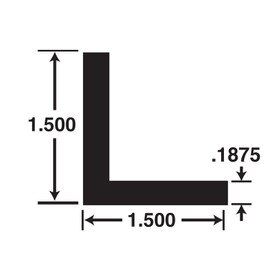 1-1/2in x 1-1/2in x 3/16in Thick | Aluminum Even Leg | 90° Angle Moulding