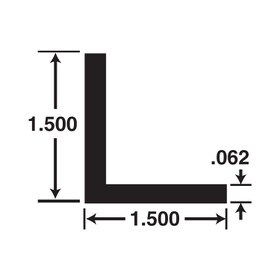 1-1/2in x 1-1/2in x 1/16in Thick | Aluminum Even Leg | 90° Angle Moulding