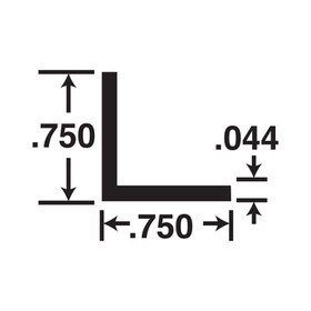 3/4in x 3/4in x 3/64in (.044in) Thick | Mill Finish Aluminum Even Leg | 90° Angle Moulding