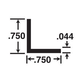 3/4in x 3/4in x 3/64in (.044in) Thick | Mill Finish Aluminum Even Leg | 90° Angle Moulding
