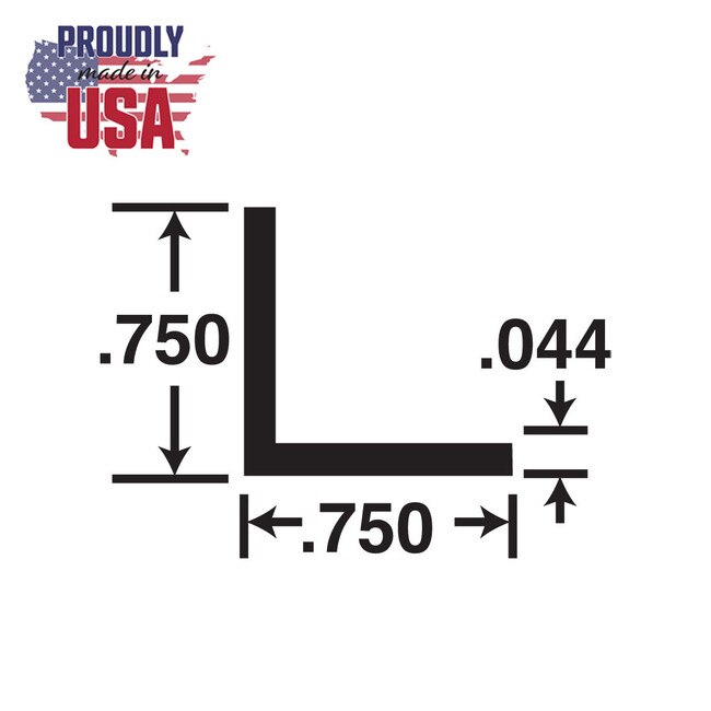 Extruded Aluminum Angle 3/4in x 3/4in x 3/64in (.044in) Thick