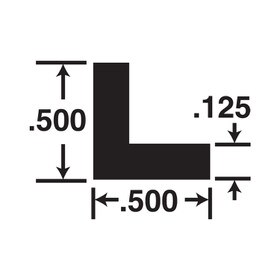 1/2in x 1/2in x 1/8in Thick | Aluminum Even Leg | 90° Angle Moulding