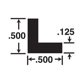 1/2in x 1/2in x 1/8in Thick | Aluminum Even Leg | 90° Angle Moulding