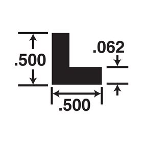 1/2in x 1/2in x 1/16in Thick | Mill Finish Aluminum Even Leg | 90° Angle Moulding