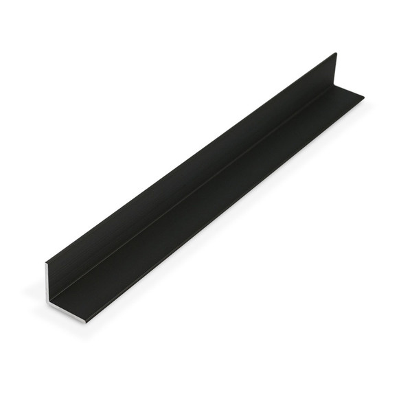 3/4in x 3/4in x 1/16in Thick | Black Anodized Finish Aluminum Even Leg | 90° Angle Moulding