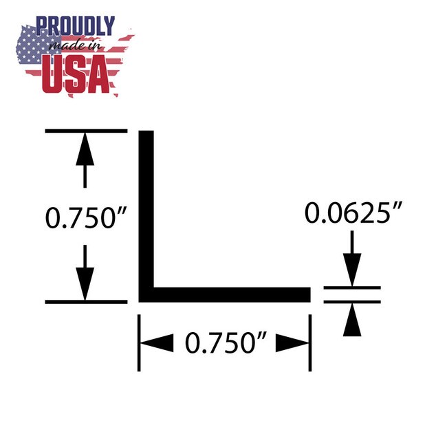 3/4in x 3/4in x 1/16in Thick | Black Anodized Finish Aluminum Even Leg | 90° Angle Moulding