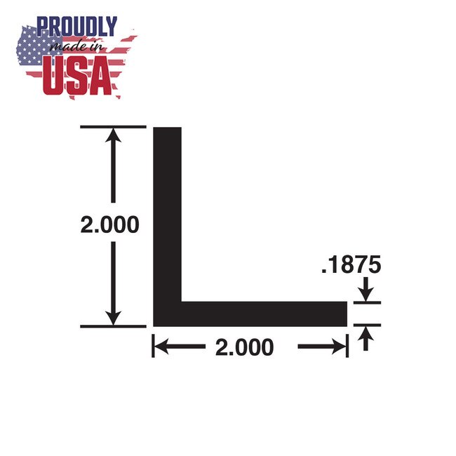 Extruded Aluminum Angle 2in x 2in x 3/16in Thic