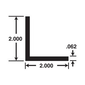 2in x 2in x 1/16in Thick | Mill Finish Aluminum Even Leg | 90° Angle Moulding