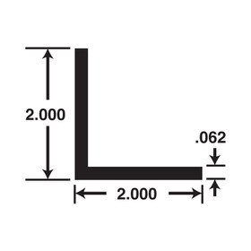 2in x 2in x 1/16in Thick | Mill Finish Aluminum Even Leg | 90° Angle Moulding