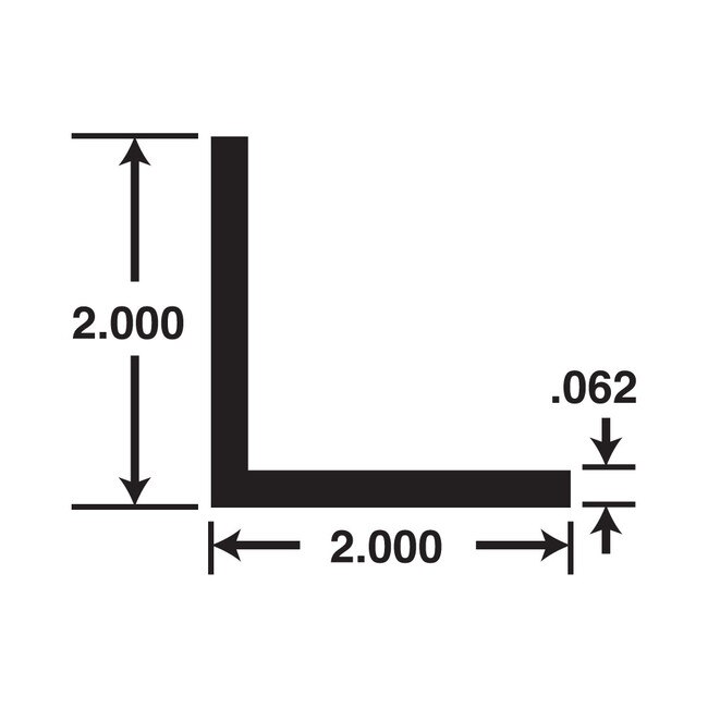 Extruded Aluminum Angle 2in x 2in x 1/16in Thick