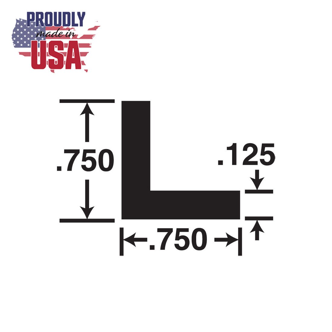 3/4in x 3/4in x 1/8in Thick | Mill Finish Aluminum Even Leg | 90° Angle Moulding