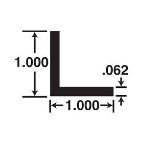 1in x 1in x 1/16in Thick | Mill Finish Aluminum Even Leg | 90° Angle Moulding | ALU469 Series