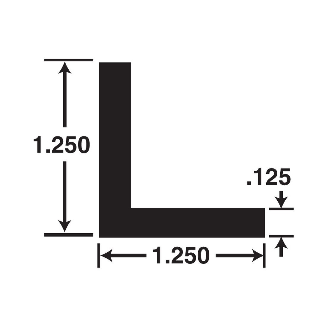 1-1/4in x 1-1/4in x 1/8in Thick | Mill Finish Aluminum Even Leg | 90° Angle Moulding