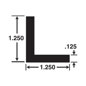 1-1/4in x 1-1/4in x 1/8in Thick | Mill Finish Aluminum Even Leg | 90° Angle Moulding