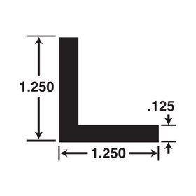 1-1/4in x 1-1/4in x 1/8in Thick | Mill Finish Aluminum Even Leg | 90° Angle Moulding