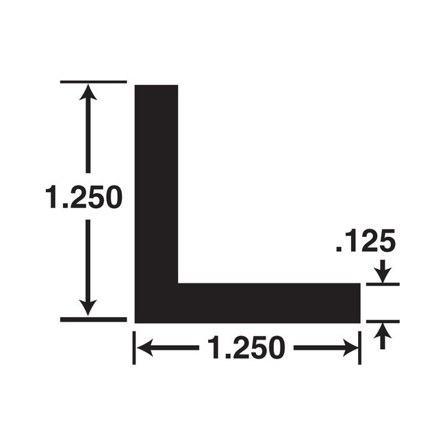 1-1/4in x 1-1/4in x 1/8in Thick | Mill Finish Aluminum Even Leg | 90° Angle Moulding