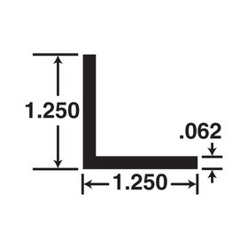 1-1/4in x 1-1/4in x 1/16in Thick | Mill Finish Aluminum Even Leg | 90° Angle Moulding