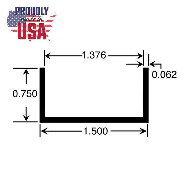 Extruded Aluminum U Channel 13/8in