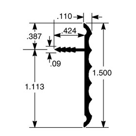 1-1/2in Rigid Aluminium | Offset Barb Rippled Tee Moulding