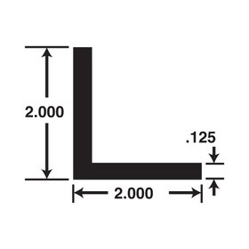 2in x 2in x 1/8in Thick | Mill Finish Aluminum Even Leg | 90° Angle Moulding