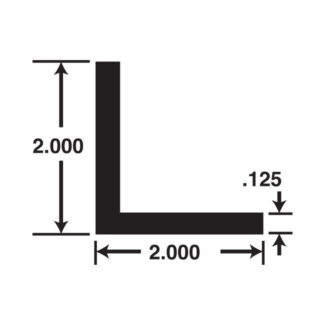 Extruded Aluminum Angle 2in x 2in x 1/8in Thick