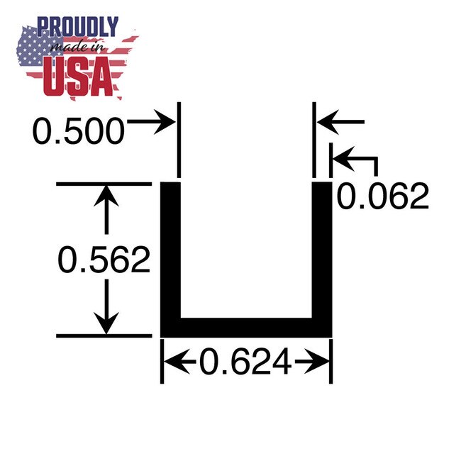 Extruded Aluminum U Channel 1/2in