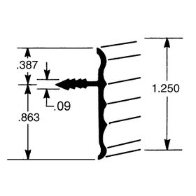 1-1/4in | Rigid Aluminum | Offset Barb Rippled Tee Moulding