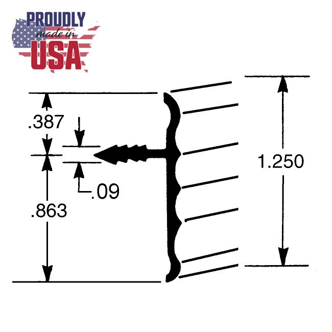 1-1/4in | Rigid Aluminum | Offset Barb Rippled Tee Moulding