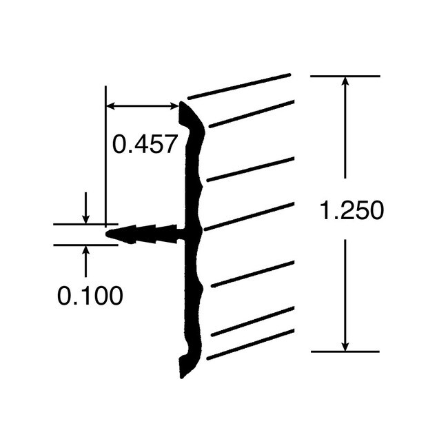 1-1/4in | Rigid Aluminum | Center Barb Rippled Tee Moulding