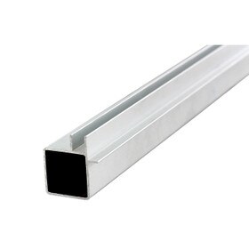 1" Square Flange&nbsp;Clear Anodized&nbsp;Single Channel Aluminum Tubing&nbsp;for 1/4" Panel&nbsp;8' Length