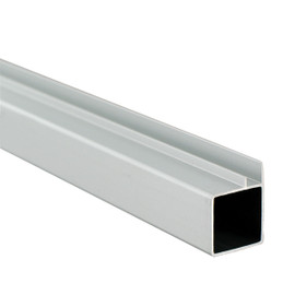 1" Square Flange Clear Anodized Single Channel Aluminum Tubing for 1/4" Panel 8' Length