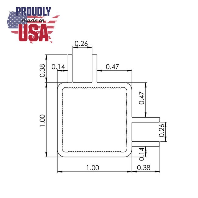 Clear Anodized Aluminumminum Tubing with 3/8" Flange and .260 Slot Width