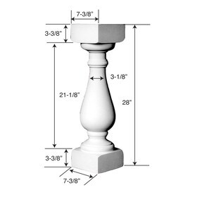 7-3/4" White x 28" High Primed White Polyurethane Baluster