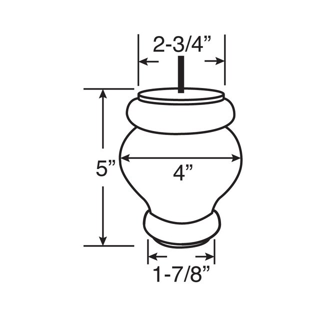 5in H x 4in Dia | Solid Hardwood |Sofa and Chair Bun Foot Leg | BUN06-5 Series