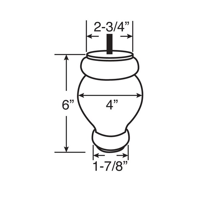 6in H x 4in Dia | Solid Hardwood | Sofa and Chair Bun Foot Leg | BUN06 Series