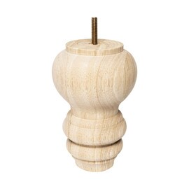 6in H x 4in Dia | Solid Hardwood | Sofa and Chair Bun Foot Leg | BUN14-6 Series