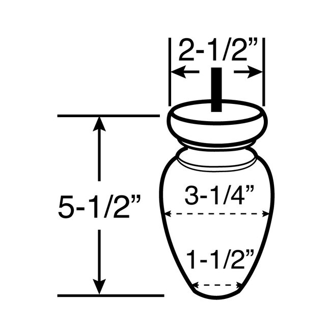 5-1/2in H x 3-1/4in Dia | Solid Hardwood | Bun Foot Leg