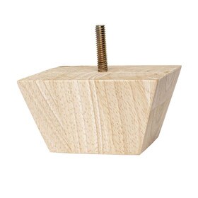 2in H x 3-7/8in Sq | Solid Hardwood | Square Bun Foot Leg