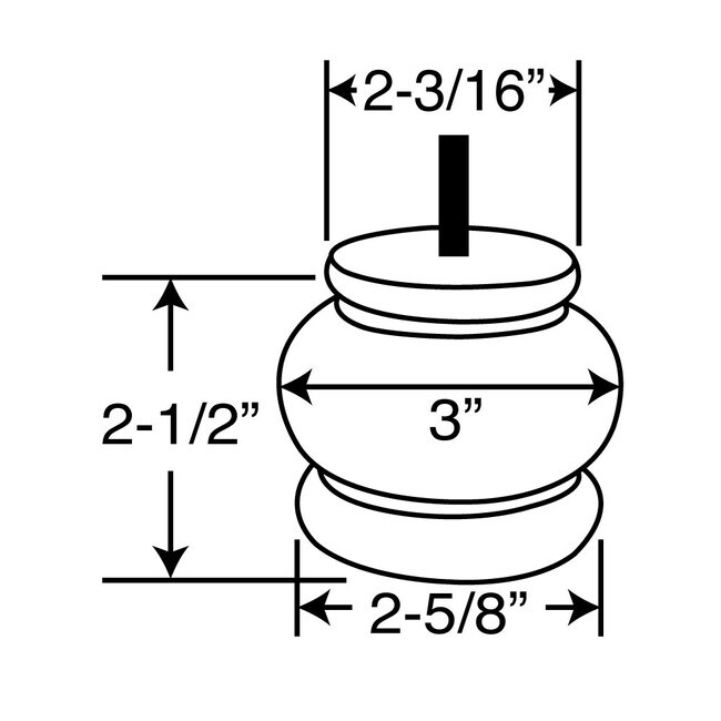 4in H x 4-7/8in Dia | Bun Foot Leg