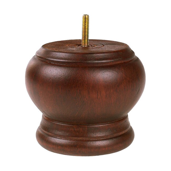 4in H x 4-3/4in Dia | Solid Hardwood | Bun Foot Leg