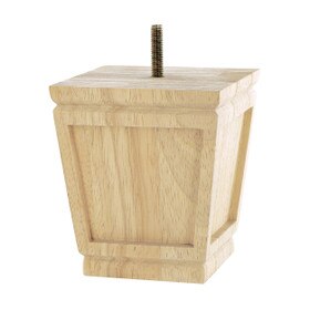 4in H x 3in Sq | Solid Hardwood | Square Bun Foot Leg