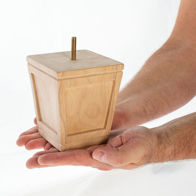 4-1/2in H x 4in Sq | Solid Hardwood | Square Bun Foot Leg