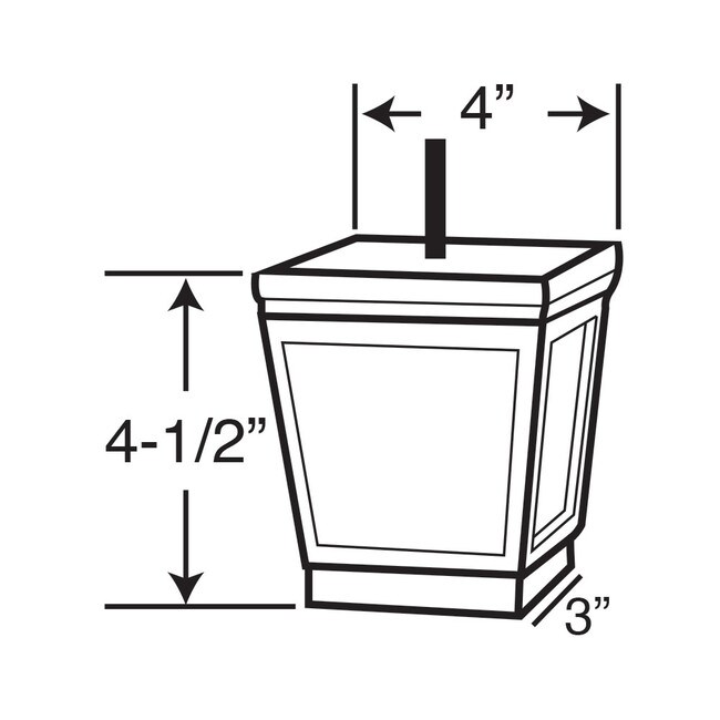 4-1/2in H x 4in Sq | Solid Hardwood | Square Bun Foot Leg