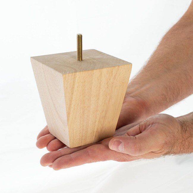 4in H | Solid Hardwood | Square Bun Foot Leg