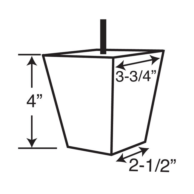 4in H | Solid Hardwood | Square Bun Foot Leg